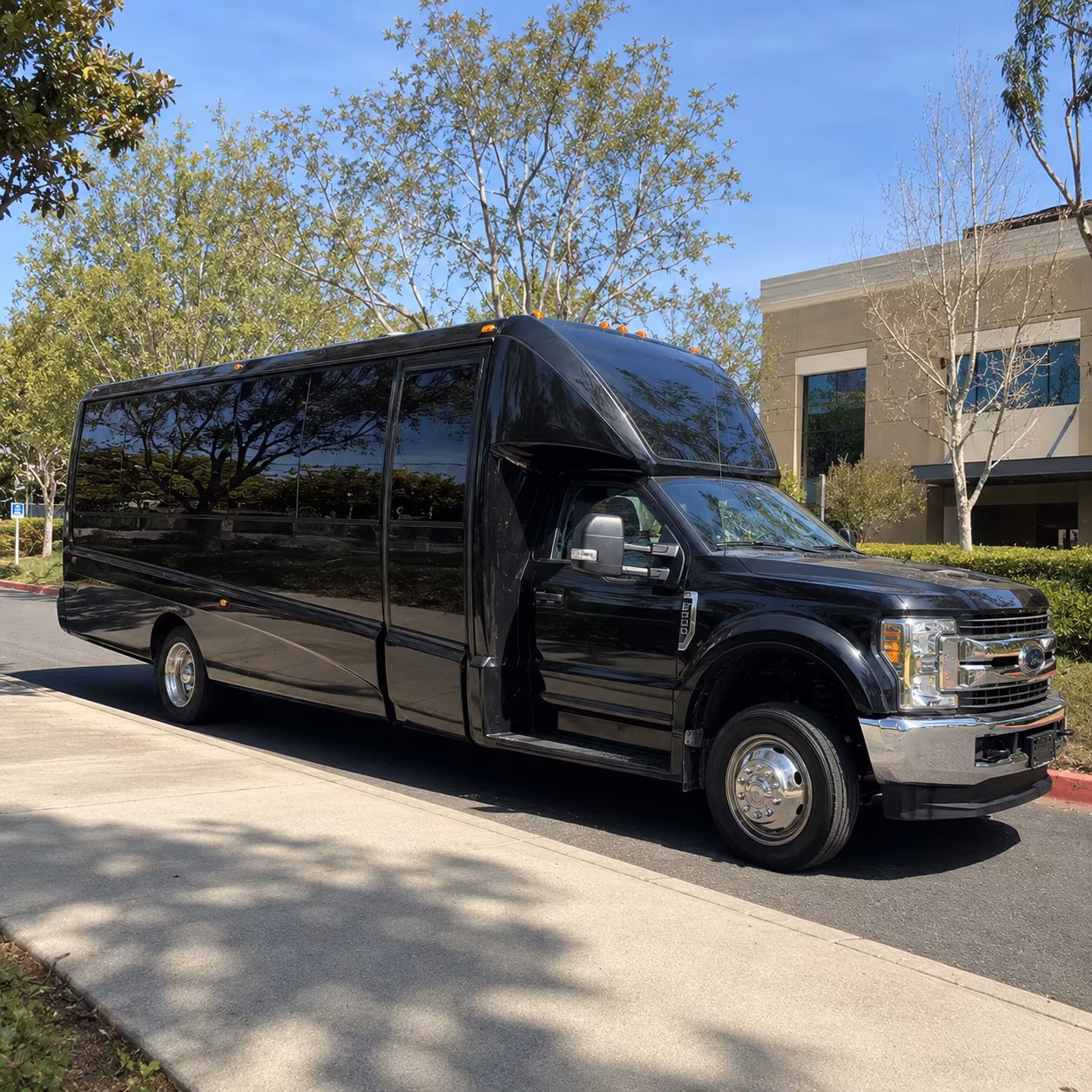 Passenger seating aboard a party bus rental serving Long Beach