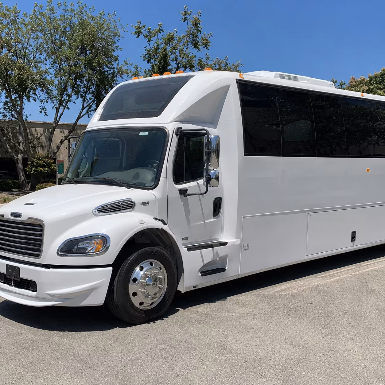 Interior of a party bus rental serving Long Beach