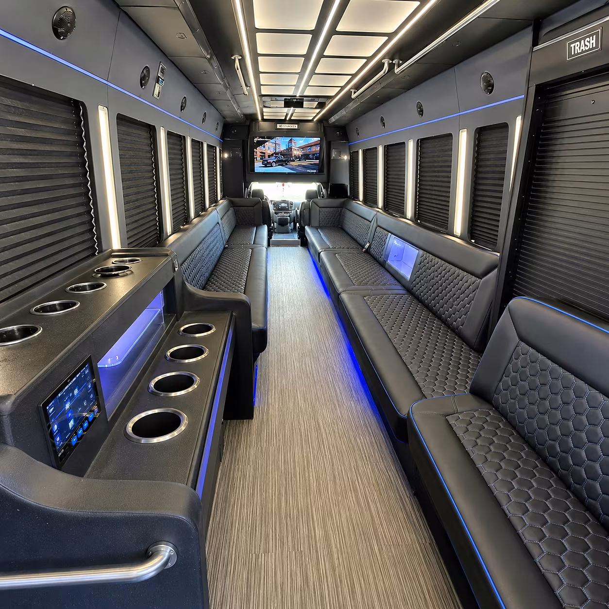 Long Beach Bachelor & Bachelorette Transportation party bus interior