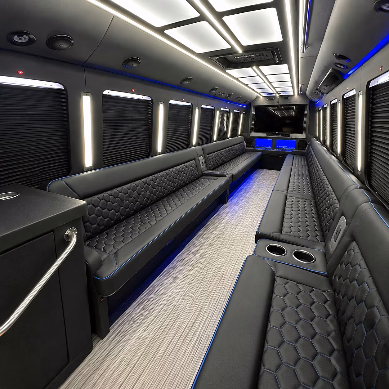 Long Beach Bachelor & Bachelorette Transportation party bus interior