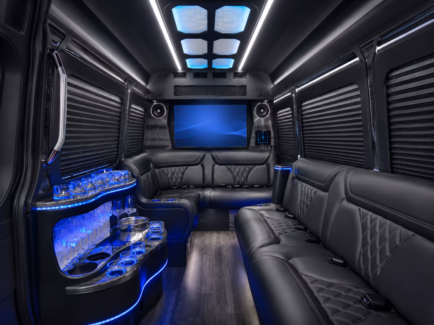 Long Beach Corporate Transportation party bus exterior