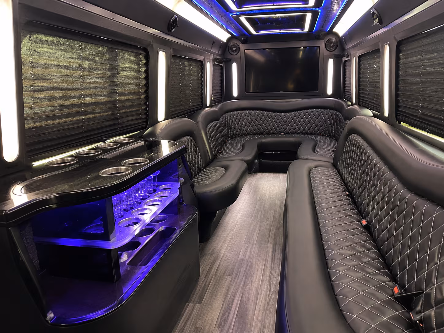 Long Beach Prom & Homecoming Transportation party bus exterior
