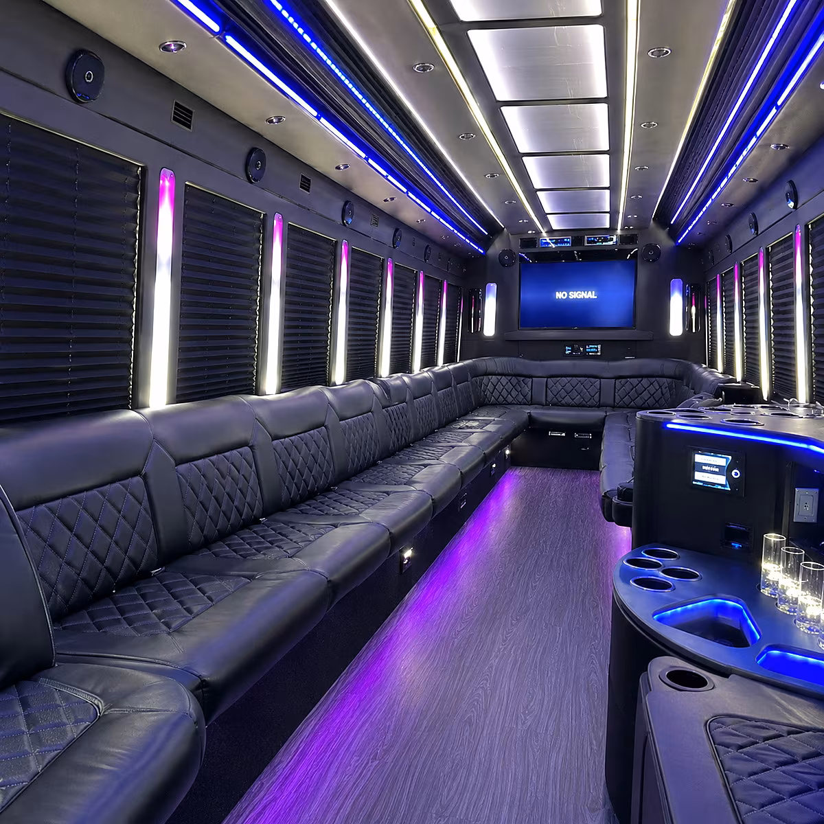 Long Beach Sporting Event Transportation party bus interior
