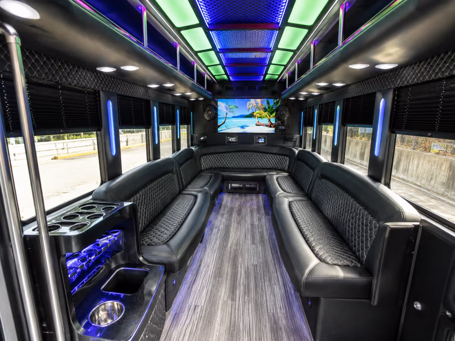 Long Beach Sporting Event Transportation party bus exterior