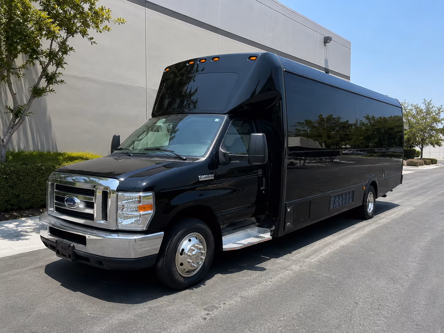 Long Beach Wedding Transportation party bus exterior
