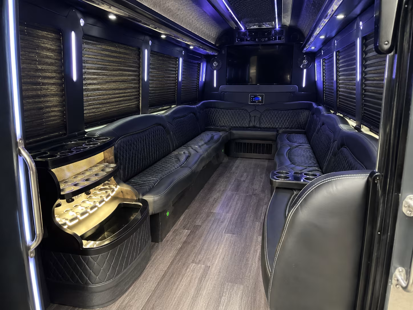 Long Beach Wedding Transportation party bus interior