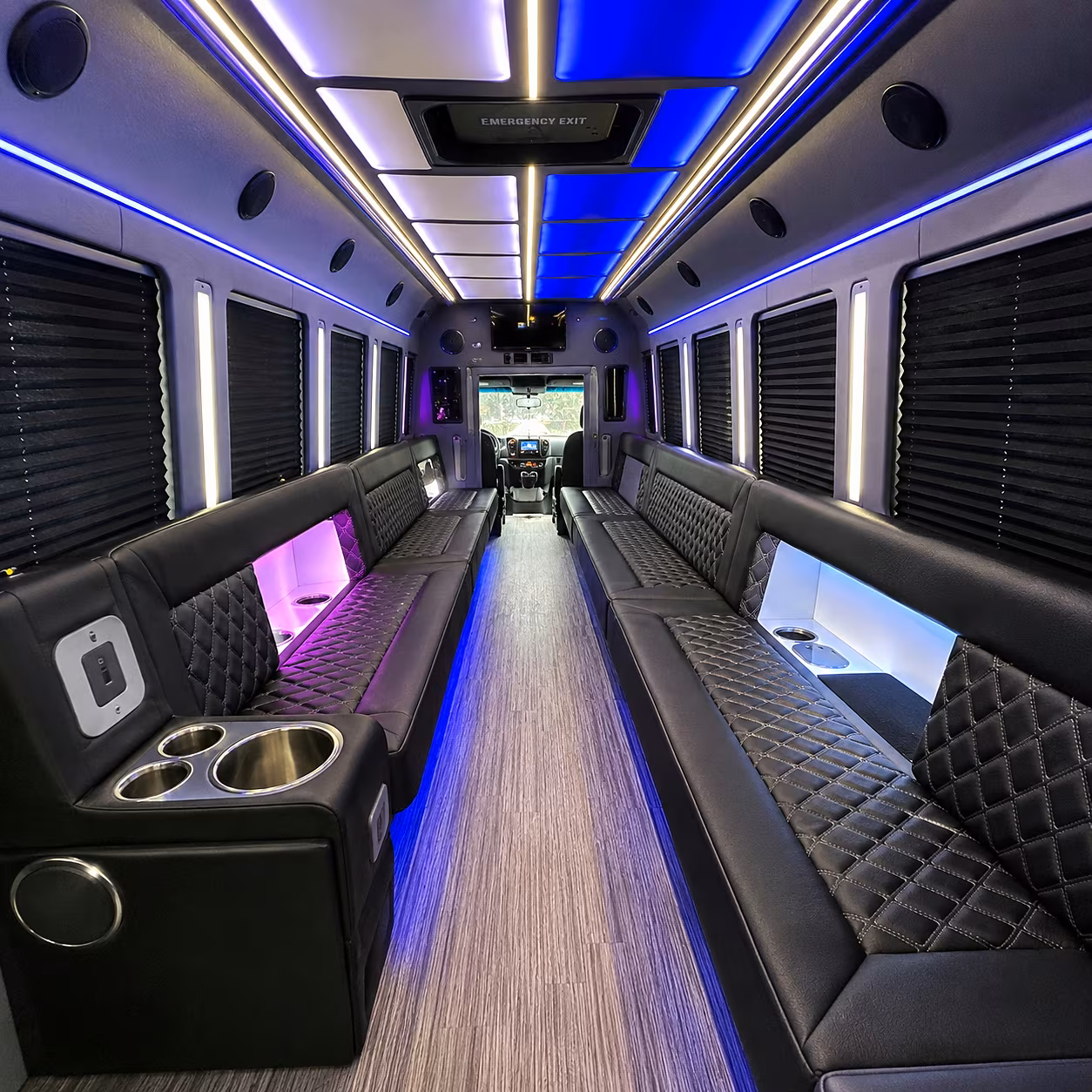 Long Beach Winery Tour & Pub Crawl Transportation party bus interior